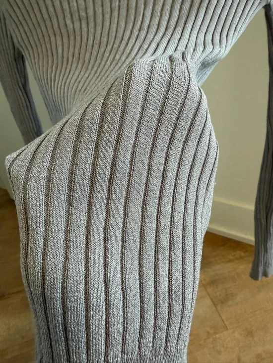 Dynamite Ribbed Long Sleeve Top - Gray - Picture 2 of 2